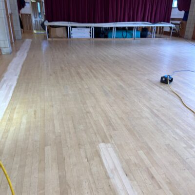 School hall floor restoration project by Evo Wood Flooring