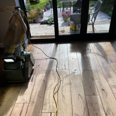 Wood floor finishing in progress in Harrogate