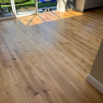 Wood floor finishing in progress in Harrogate