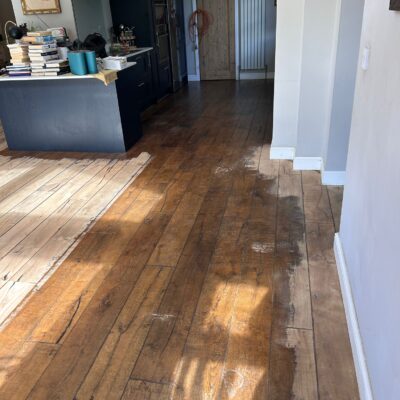 Wood floor finishing in progress in Harrogate