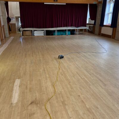 Parish hall wood floor sanding project by Evo Wood Flooring